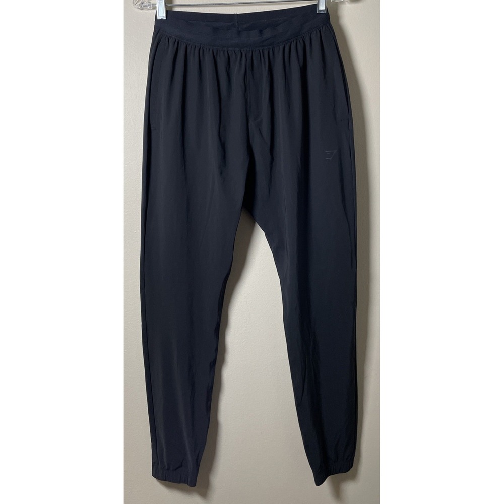 GYMSHARK Womens Black Elastic Waist Nylon Spandex Workout Jogger Pants Size M